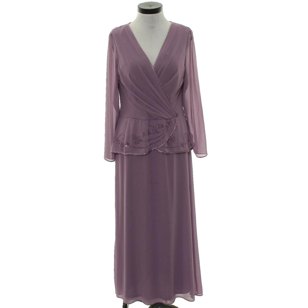 Vintage 70s Patra Plum Sequin Maxi Dress USA Women's Size 14
